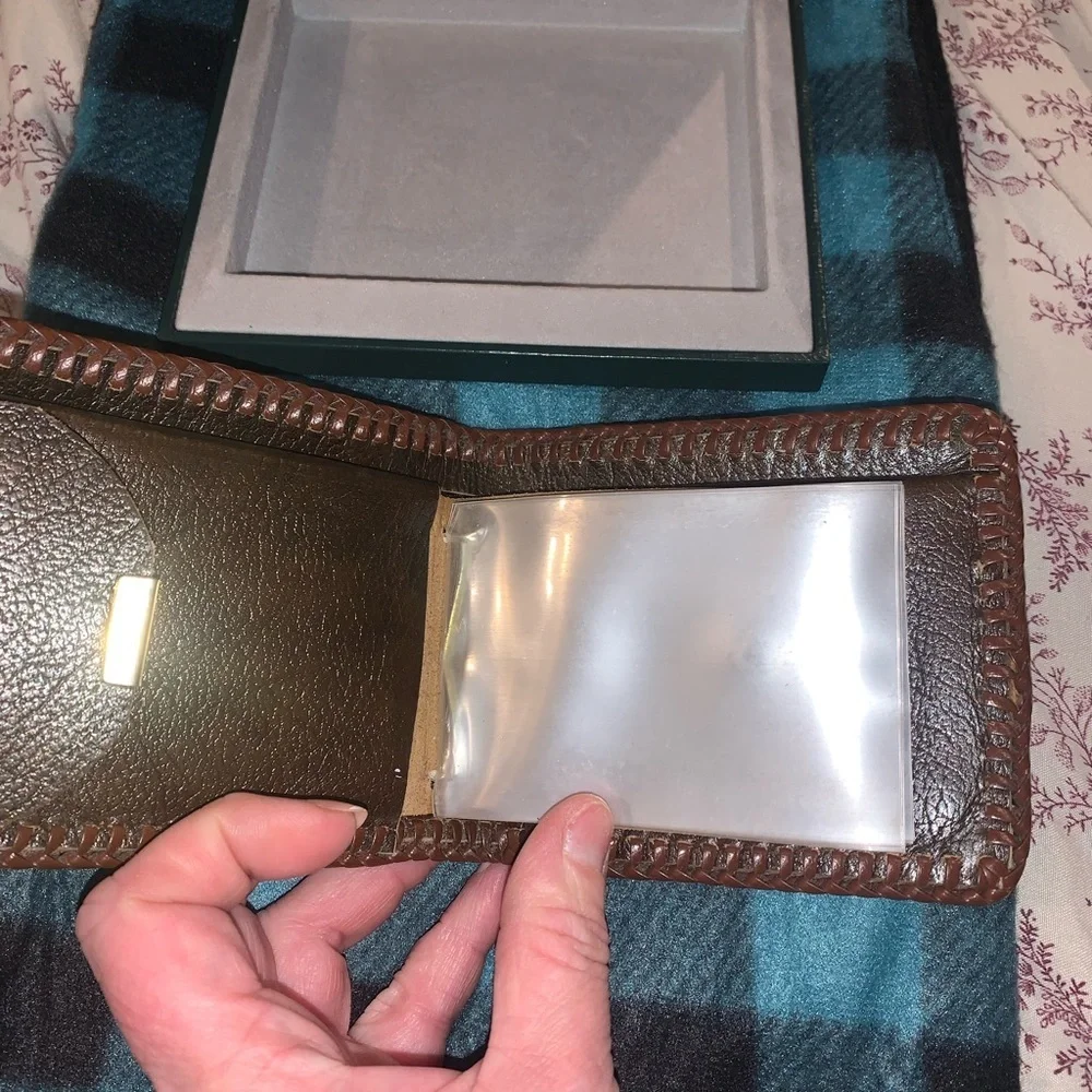 Hand Tooled leather braided Native American wallet with box